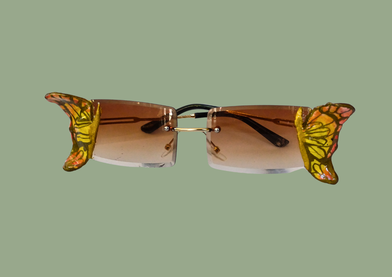 Orange butterfly sunglasses