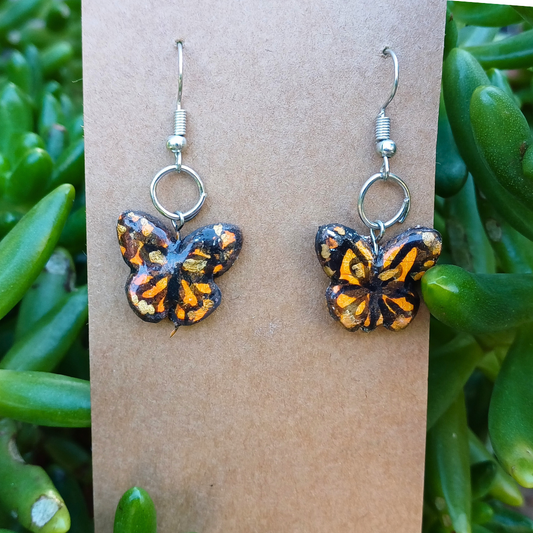 Orange butterfly earrings