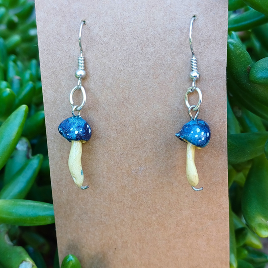 Blue mushroom earrings