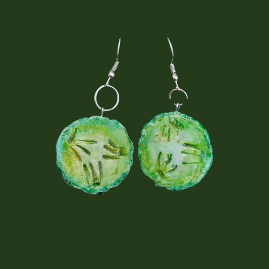 Cucumber slice earrings