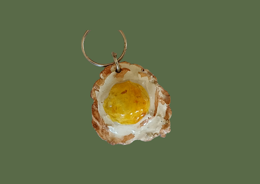 Fried egg keychain