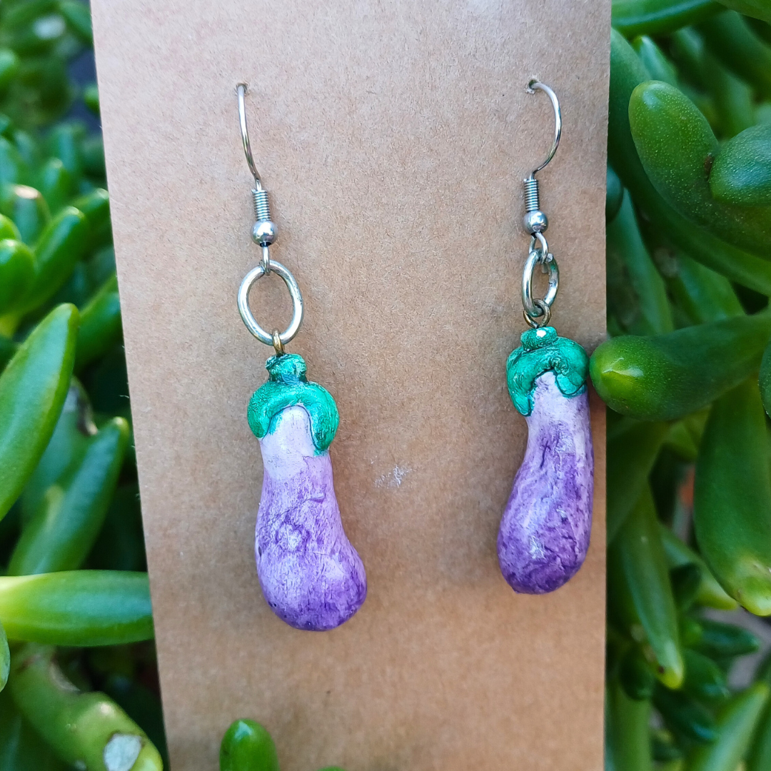 3D Eggplant earring